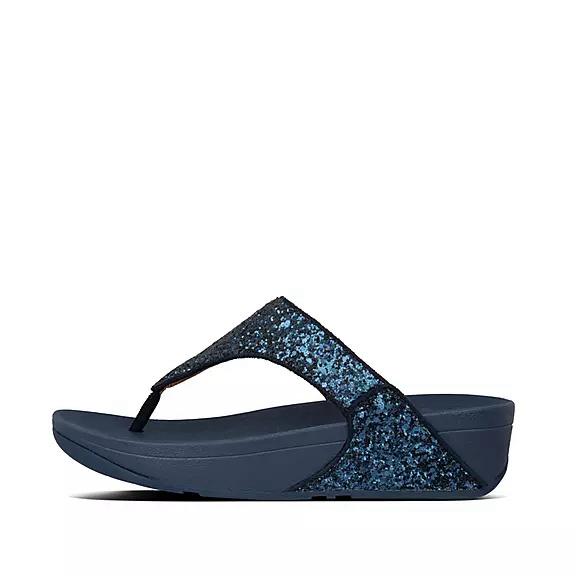 Sandales Entre-Doigts Femme Fitflop Lulu Glitter Bleu Marine (ALG516709)